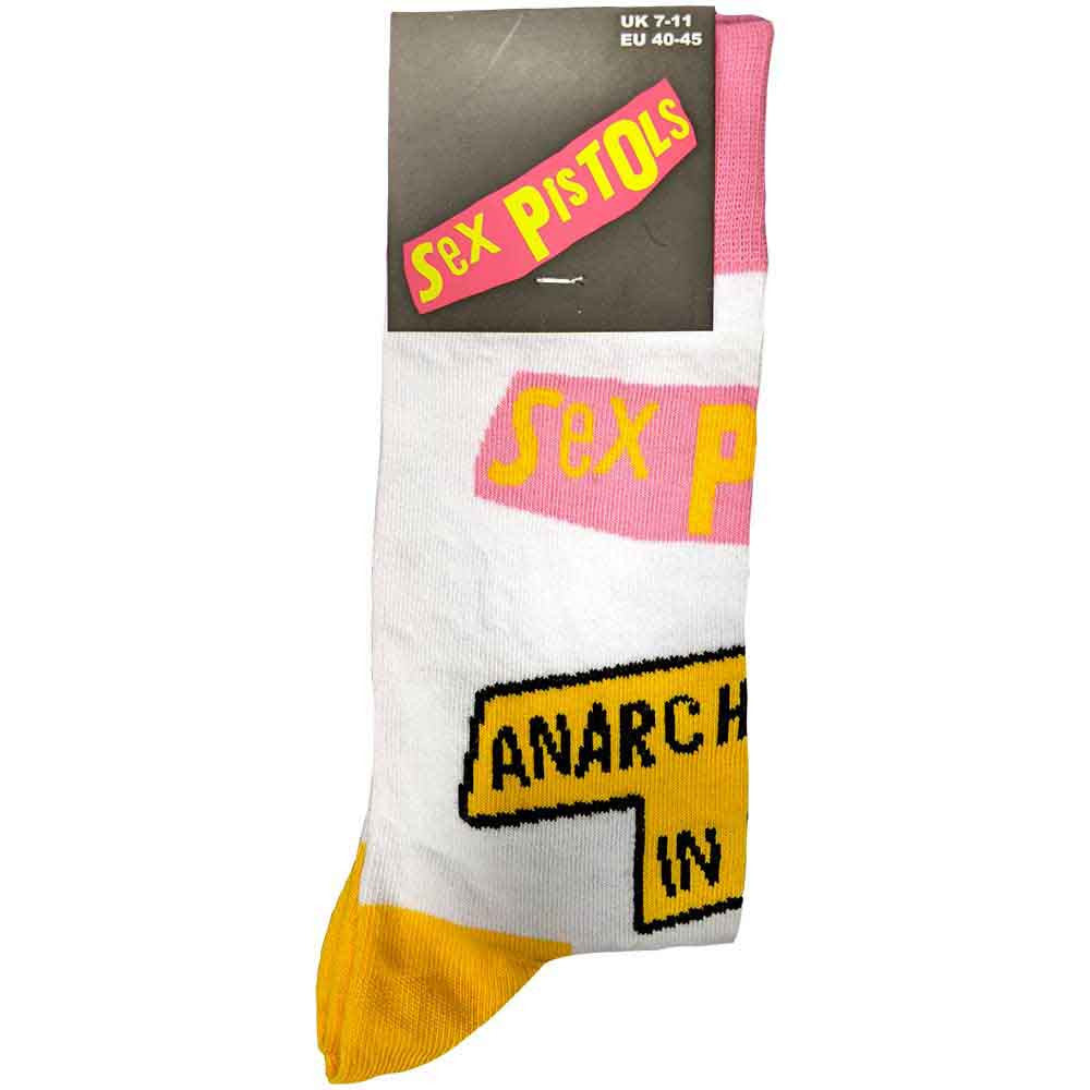 Sex Pistols Anarchy In The UK official punk band socks white unisex
