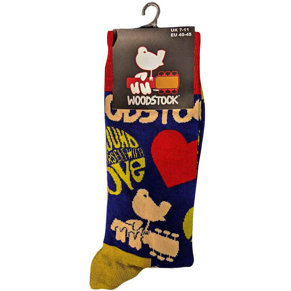 Surround Yourself navy blue ankle socks unisex UK 7 - 11 with front and back design - Official Woodstock Merch